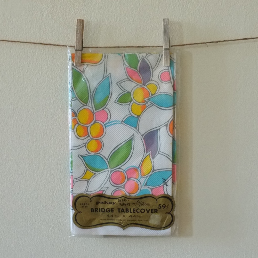 vintage tablecloth | 1960s fruit paper tablecloth